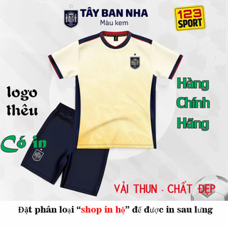 [HÀNG SẴN] [Đồ trẻ em Vải Mè - Có in theo yêu cầu từ 1b] TBN kem logo thêu Quần áo bóng đá trẻ em Chất thun mát lắm