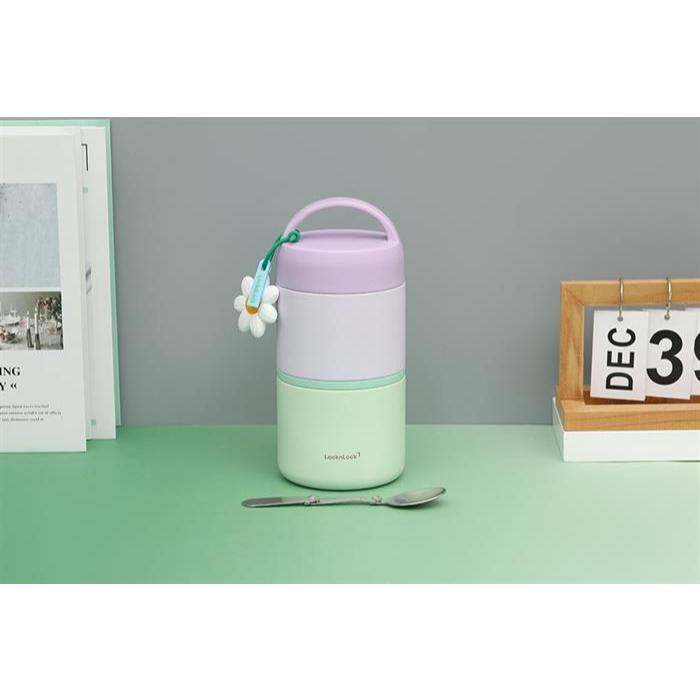 Bộ 2 Hộp Cơm Giữ Nhiệt LocknLock New Tower Vacuum Lunch Box LHC8055VOL Inox 304, Kèm Muỗng - K-MALL | BigBuy360 - bigbuy360.vn