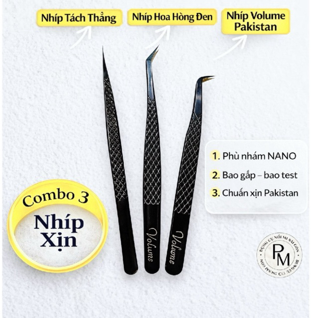 ( TẶNG BÓP )Bộ Nhíp Nối Mi Volume & Classic – Nhíp Tạo Fan Volume, Nhíp Tách Mi, Nhíp Gắp Mi Chuyên 