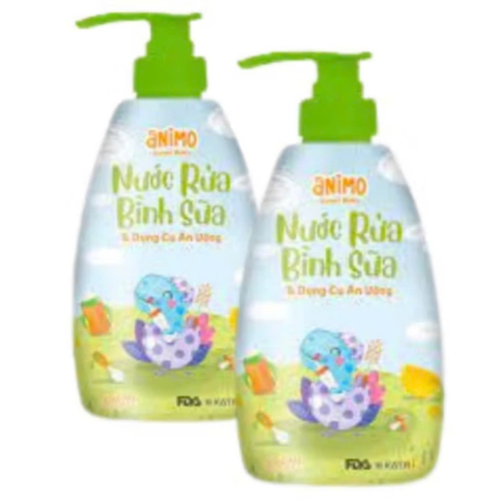 Combo 2 nước rửa bình sữa kháng khuẩn Animo chai 500ml