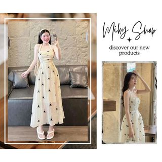 Đầm Maxi Dáng Dài Đi Biển Dự Tiệc, Set Áo Cổ Yếm Cột Nơ Chân Váy Midi Chất Tơ Hồng Thiết Kế Đi Chơi Siêu Sang