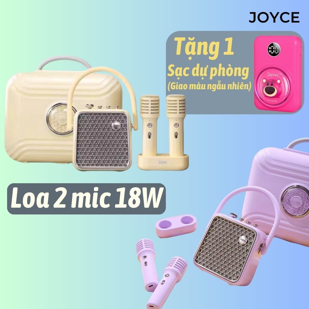 (Hàng có sẵn) Loa karaoke 2 mic 18W Songbird Bluetooth (Tặng sạc dự phòng)