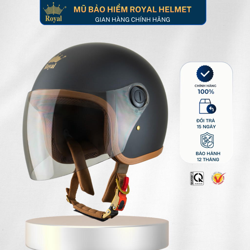 Mũ Bảo Hiểm Royal M339 Form 3/4 Kính Dài Che Full Mặt Hợp Nam Nữ