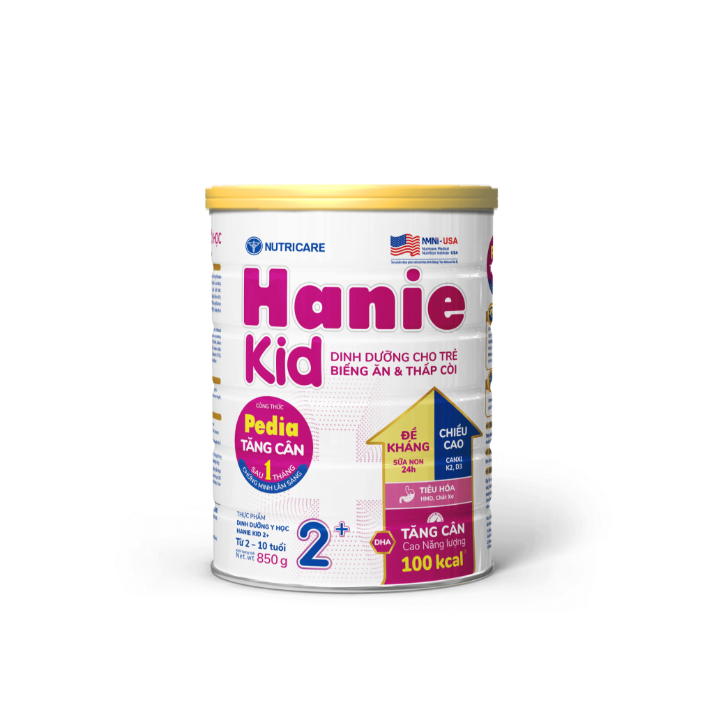 Sữa bột Nutricare Hanie Kid 2+ cho trẻ biếng ăn suy dinh dưỡng (850g)