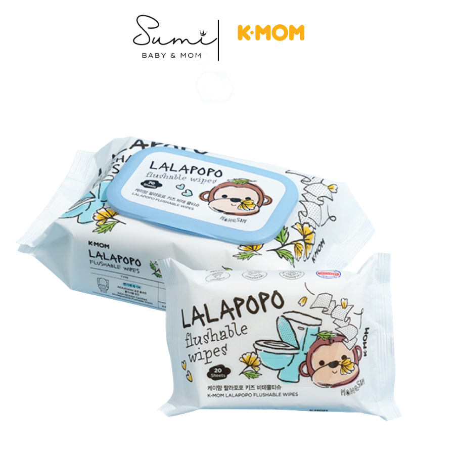 Khăn ướt tự hủy cao cấp K-mom Lalapopo (70 tờ)