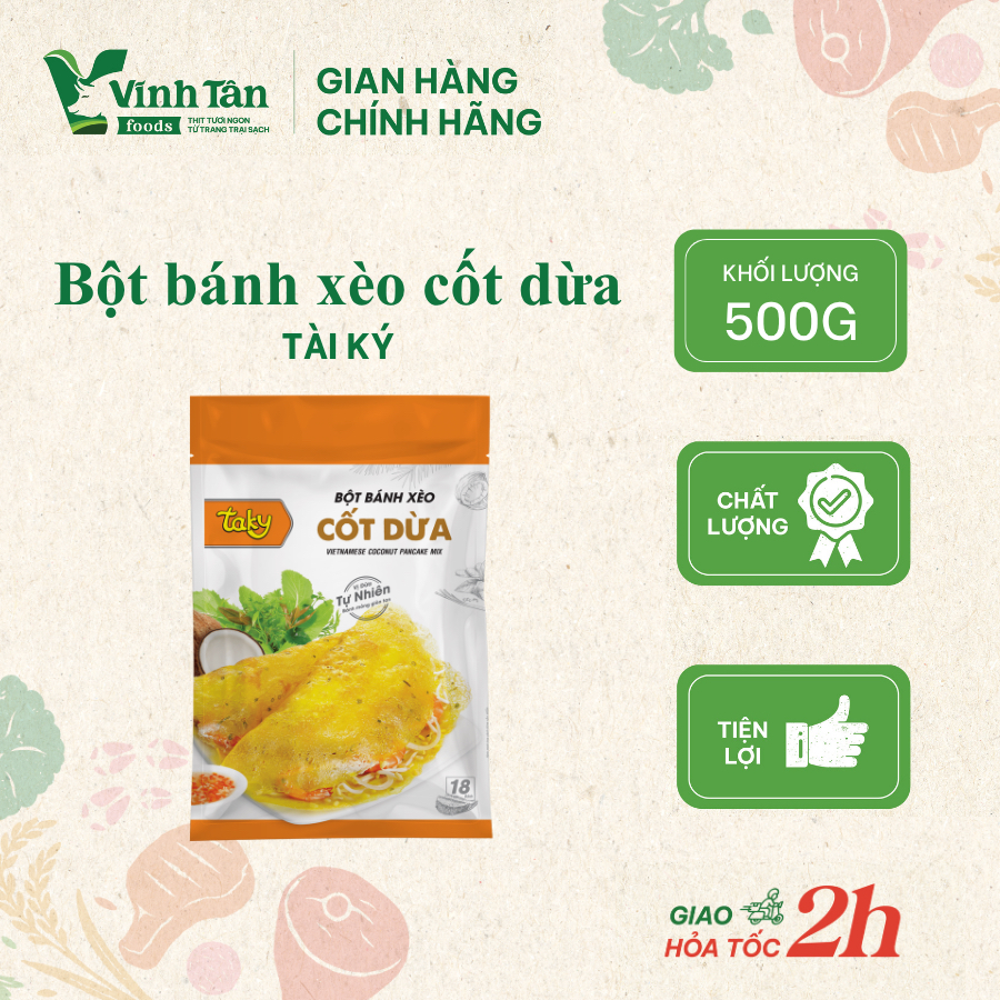 Bột bánh xèo cốt dừa Tài Ký 500g|Bột bánh xèo pha sẵn, bột bánh xèo cốt dừa [Giao hỏa tốc TPHCM]