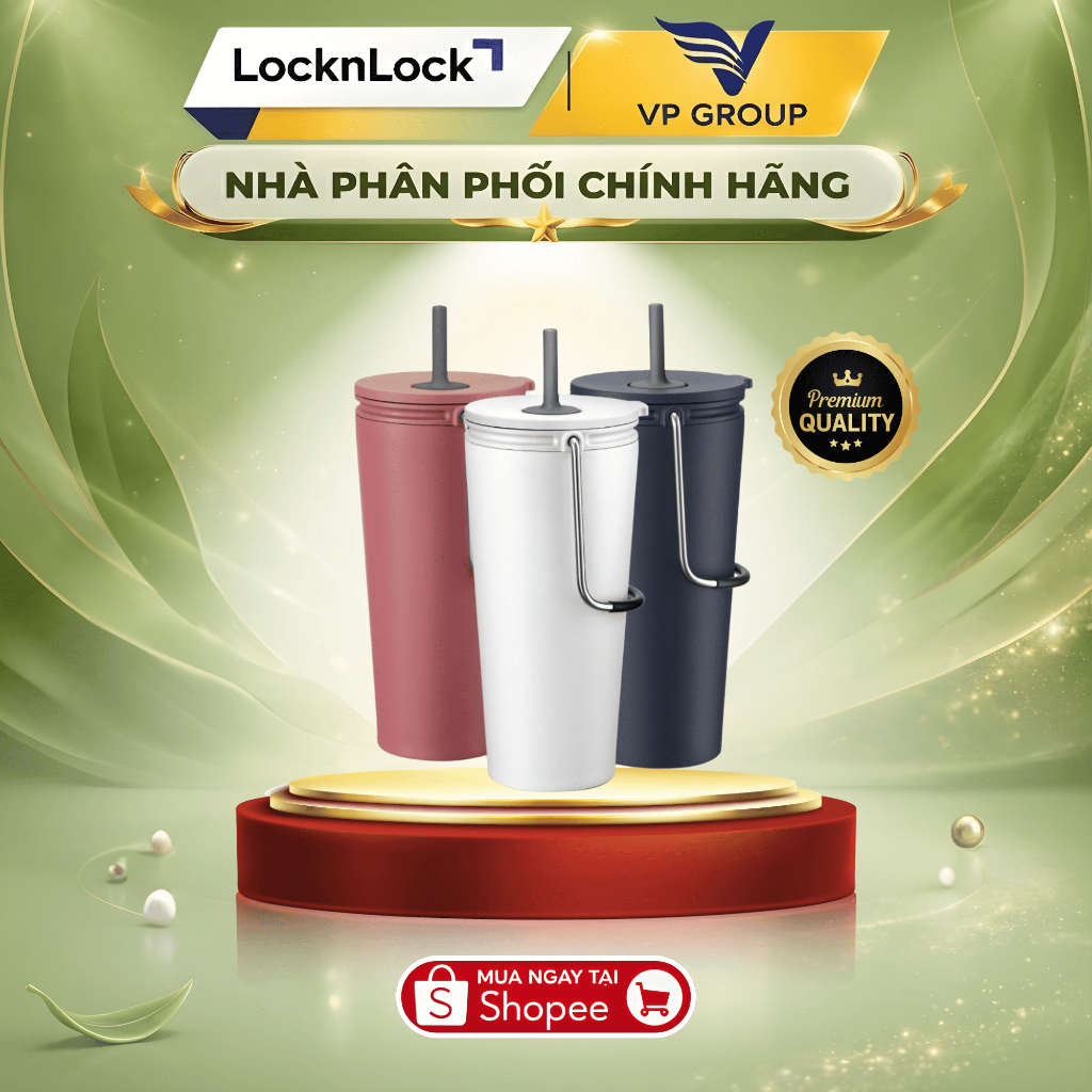 Bình Giữ Nhiệt Có Ống Hút LocknLock chính hãng Bucket Tumbler With Straw - 540ml - LHC4268 (VPG)