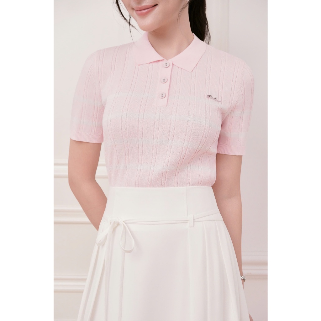 (𝐓𝐡𝐞 𝐔𝐩𝐰𝐢𝐧𝐝 𝐊𝐢𝐭𝐞) Áo len kẻ dệt kim cộc tay vằn thừng, chất liệu co dãn nhẹ, thoáng mát thời trang nữ Calie AKDK247 | BigBuy360 - bigbuy360.vn
