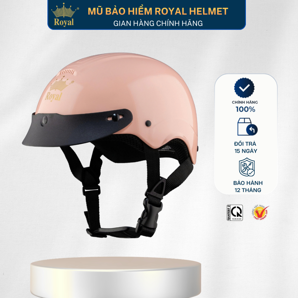Mũ Bảo Hiểm Nửa Đầu Royal Chính Hãng M103 Gọn Nhẹ Hợp Nam Nữ Bảo Hành 12 Tháng
