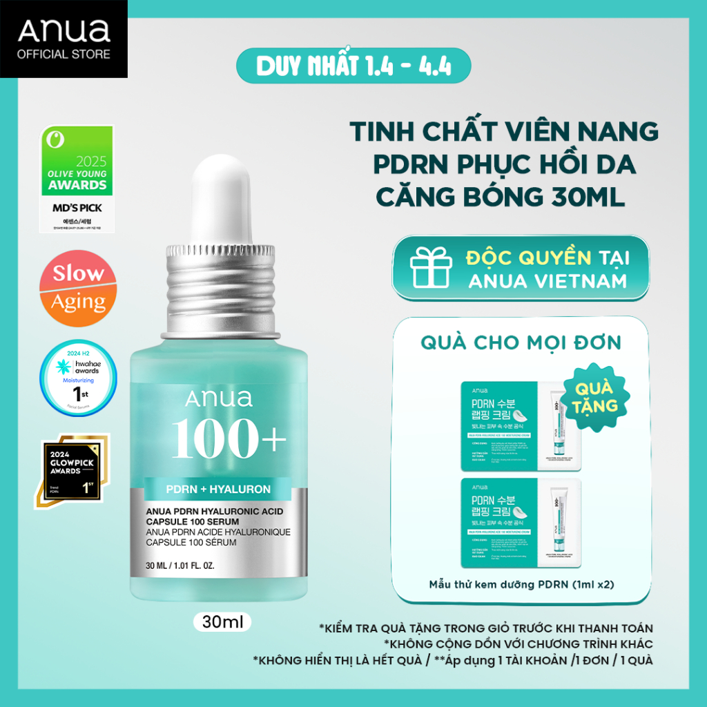 Tinh Chất PDRN Phục Hồi Da Căng Bóng – ANUA PDRN Hyaluronic Acid Capsule 100 Serum 30ml