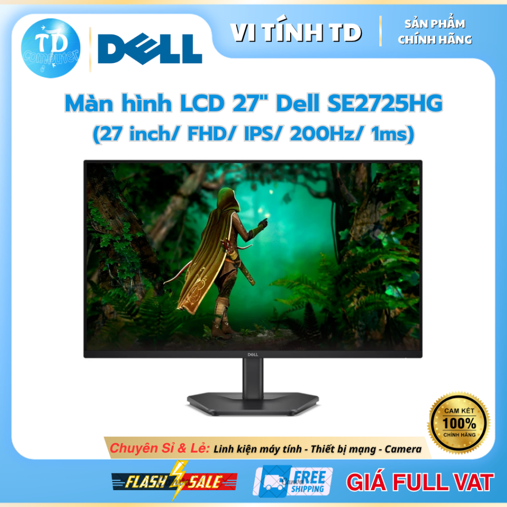 Màn hình LCD 27" Dell SE2725HG (27 inch/ FHD/ IPS/ 200Hz/ 1ms) - Hàng chính hãng