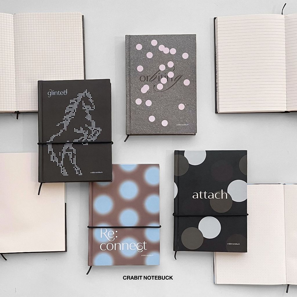 Sổ tay A5 ruột kẻ ngang chấm dot kẻ ô grid sổ bìa cứng ghi chép Crabit hoạ tiết chấm bi polka dot - 