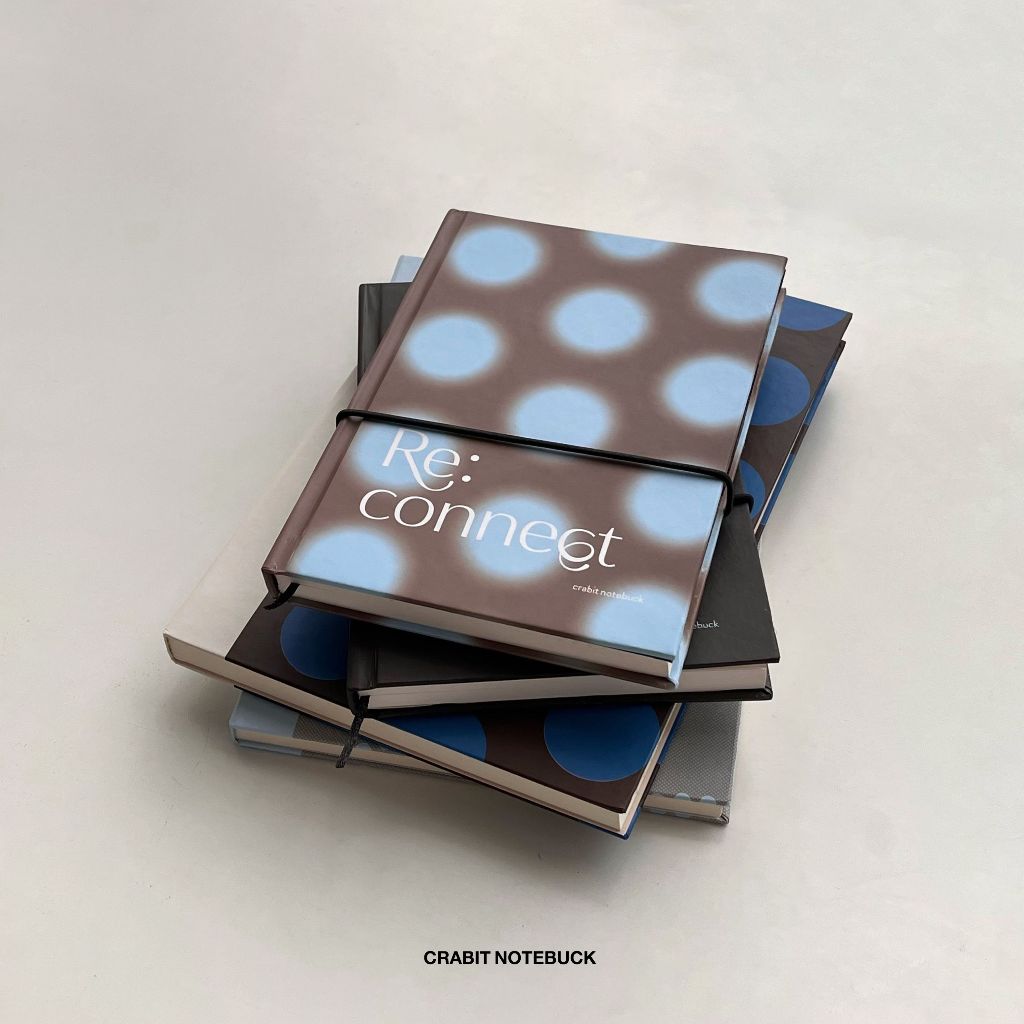 Sổ tay A5 ruột kẻ ngang chấm dot kẻ ô grid sổ bìa cứng sổ đen Crabit hoạ tiết chấm bi polka dot - Re