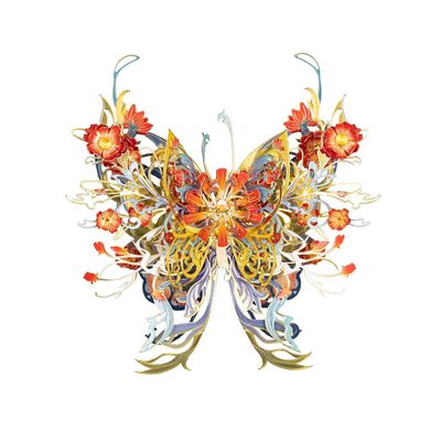 Mô Hình Kim Loại Lắp Ráp 3D MU Lạc Hà Hồ Điệp (88 mảnh, Butterfly Sunset) YM-N149-D – MP1289