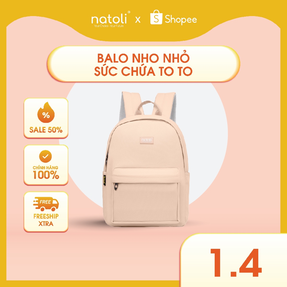 Balo đi học nữ cute NATOLI nhiều ngăn chống nước cao cấp - Basic Backpack B2