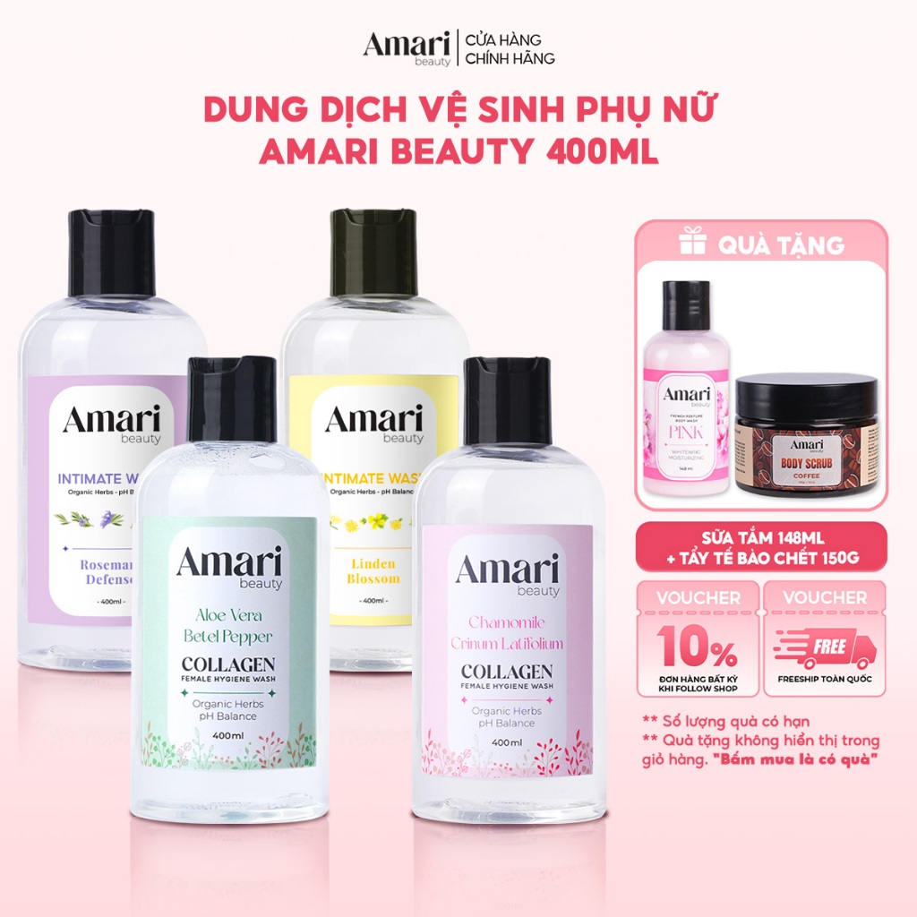 [MUA 2 GIẢM 50%] Dung Dịch Vệ Sinh Phụ Nữ Amari Beauty Collagen Giúp Làm Sạch, Cân Bằng pH, Dưỡng Ẩm