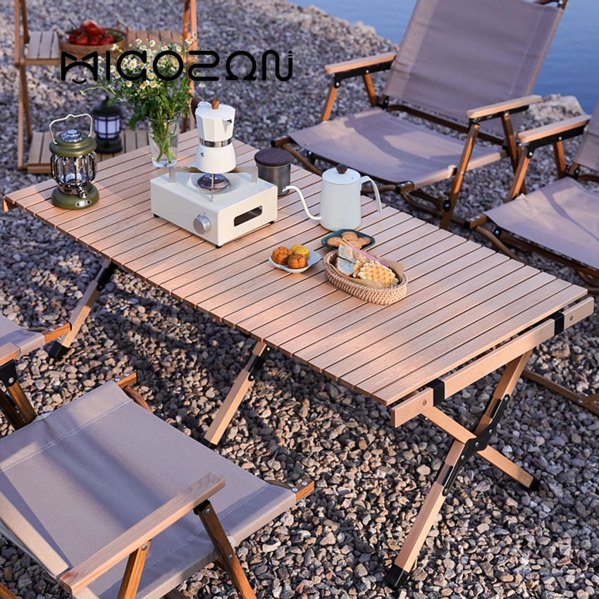 Bàn Gấp MICOSON Bàn Camping Gấp Gọn Dã Ngoại Mặt Nan Gỗ Dùng Camping Picnic Ngoài Trời Chắc Chắn Gọn