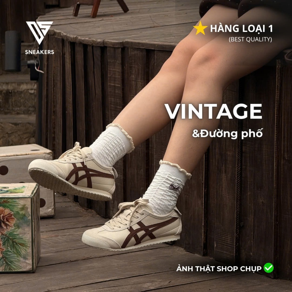 [DSSneakers] Giày sneakers onit brown, nâu trà sữa mexico 66 (FULLBOX)