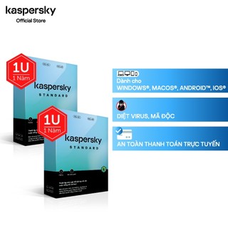 2 Hộp bản quyền sản phẩm Kaspersky Standard 1 thiết/1 năm - 2 KEY riêng biệt