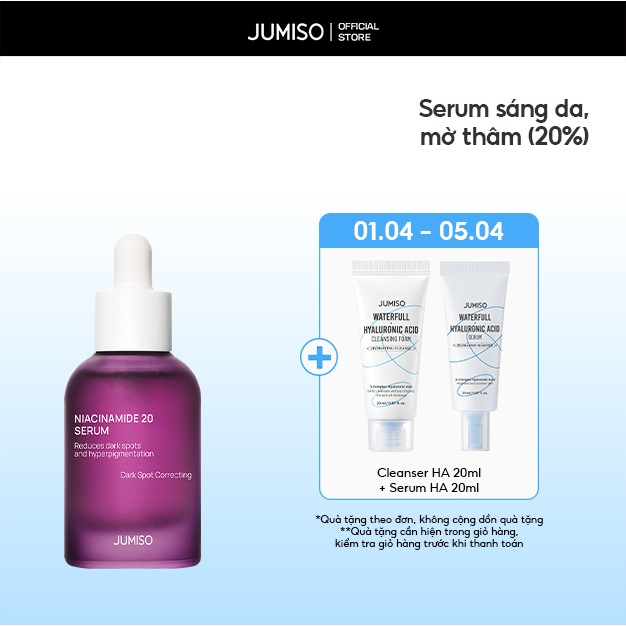 [Niacinamide 20%] Tinh chất serum dưỡng sáng, mờ thâm mụn, kiềm dầu, thu nhỏ lỗ chân lông JUMISO 40m