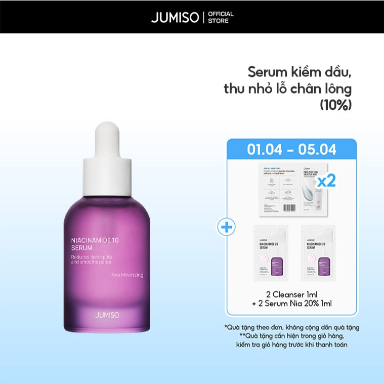 [Niacinamide 10%] Tinh chất hỗ trợ kiềm dầu, thu nhỏ lỗ chân lông, dưỡng sáng JUMISO Niacinamide 10%