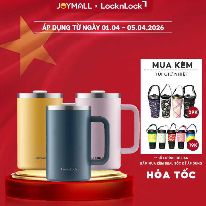 Ly giữ nhiệt LocknLock Flat Table Mug LHC4320 730ml, Hàng chính hãng, tay cầm tiện lợi - JoyMall