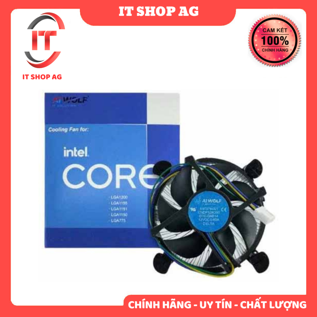 Fan Intel Socket 1200/1150/1151/1155 AI-WOLF (CPU i3 / i5 / i7 Gen 2 – Gen 11) Chính hãng