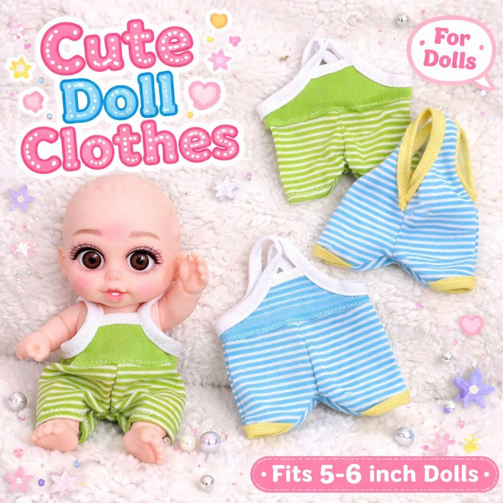 [KHÔNG KÈM DOLL] Bộ Quần Áo Thun Cho Búp Bê nhỏ 12 cm 5 inch Vinyl Reborn Baby Doll- Trang Phục Dễ T