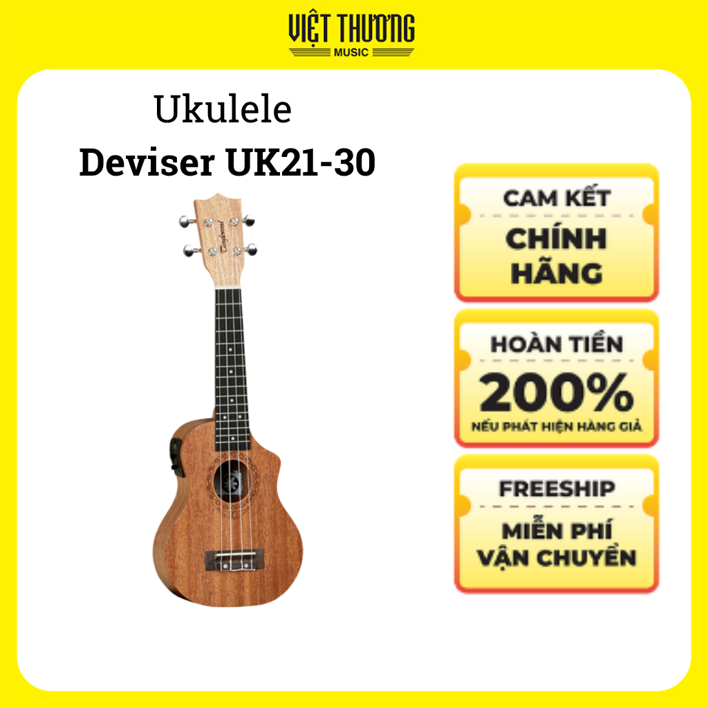 Đàn Ukulele Deviser UK2130 (UK-21-30) Gỗ Tự Nhiên, Thiết Kế Nhỏ Gọn