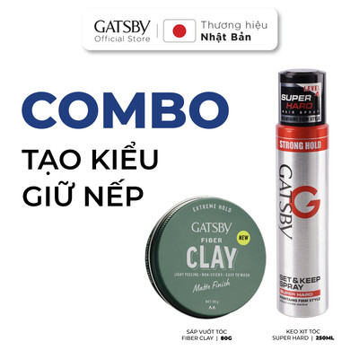 Combo Keo Xịt Tóc Super Hard 250ml & Sáp Vuốt Tóc Fiber Clay 80g
