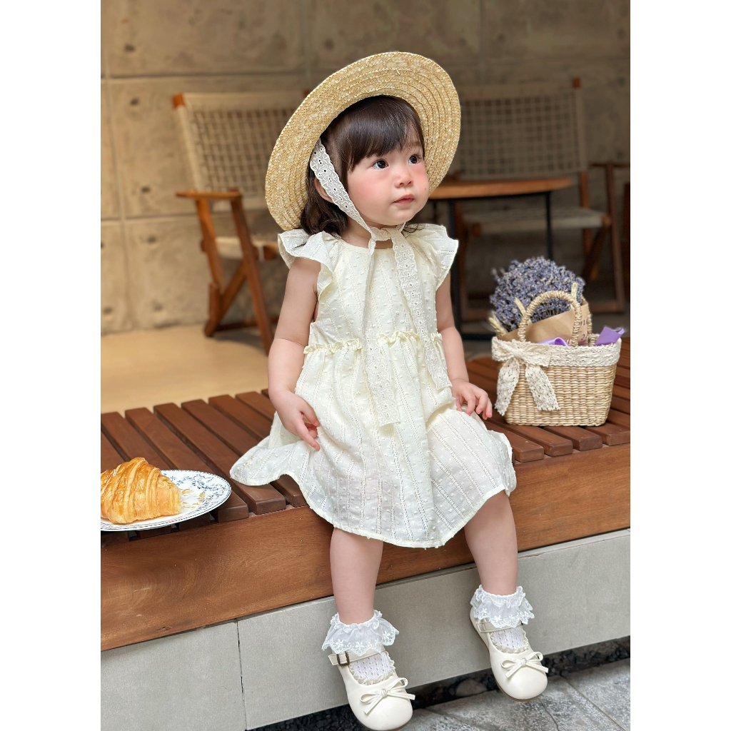 Flashsale Váy Xinh, Váy Ba Lỗ Đáng Yêu Tay Bồng Vải Thoáng Mát Obebi Cho Bé Gái Tù 8 - 222Kg V63