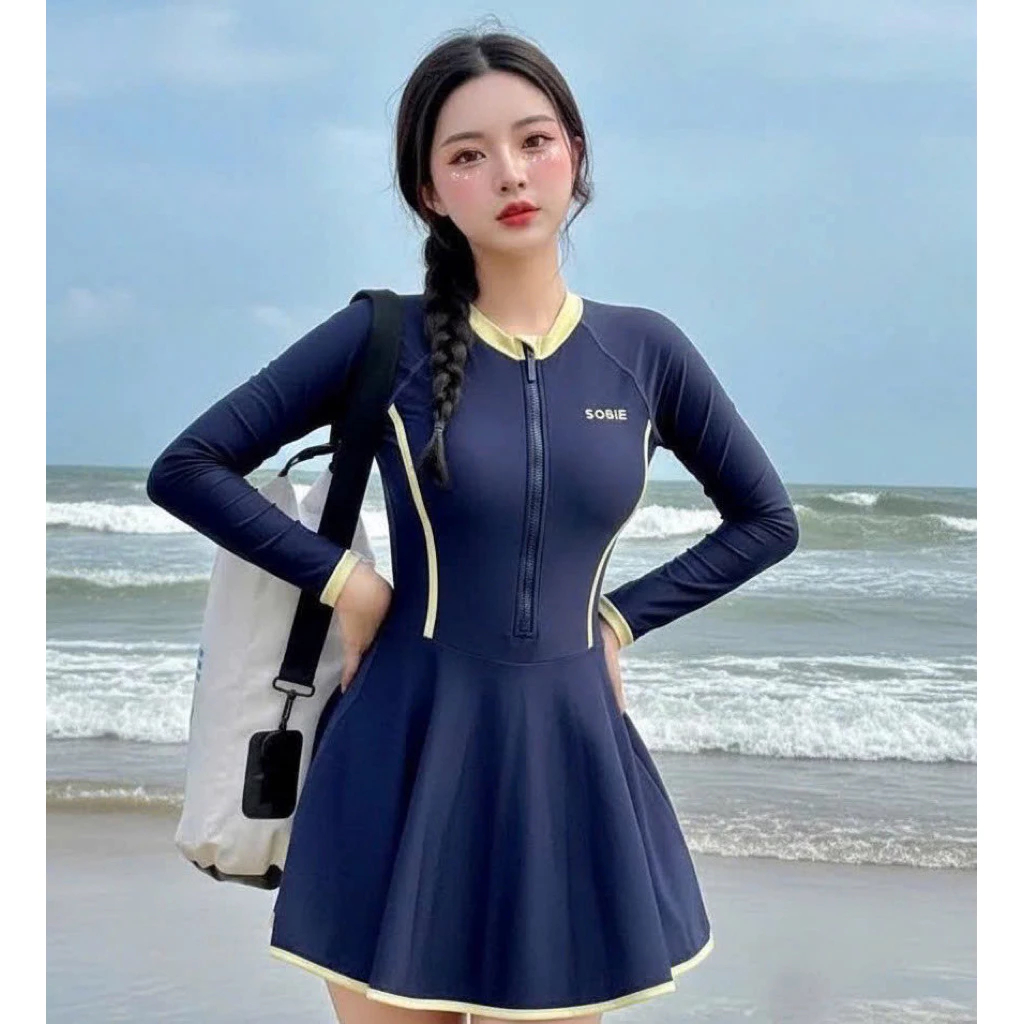 Đồ bơi nữ có mút ngực quần dài 2 mảnh kín đáo váy 2 lớp chất thun co dãn chống nắng có size | BigBuy360 - bigbuy360.vn