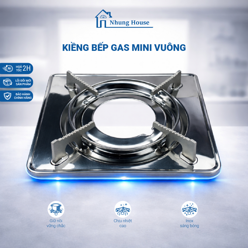 Kiềng bếp gas mini vuông Namilux KT 25cm x 23cm kiềng bếp gas inox du lịch Chính hãng NAMILUX