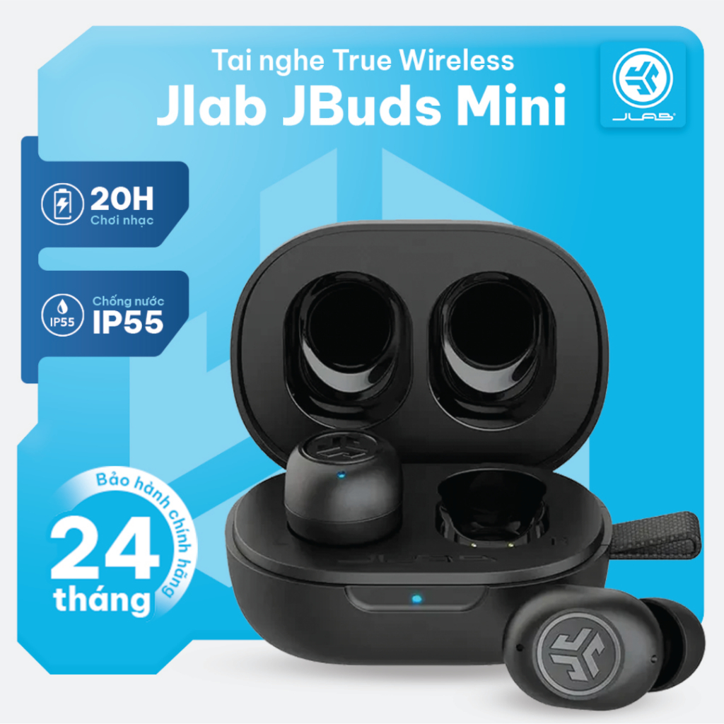 Tai nghe bluetooth Jlab JBuds Mini True Wireless Earbuds | Thiết kế nhỏ gọn | Thời gian phát nhạc 20