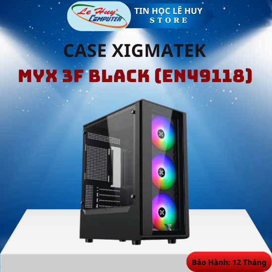Case Xigmatek Myx 3F Black (EN49118) Kèm 3 Fan