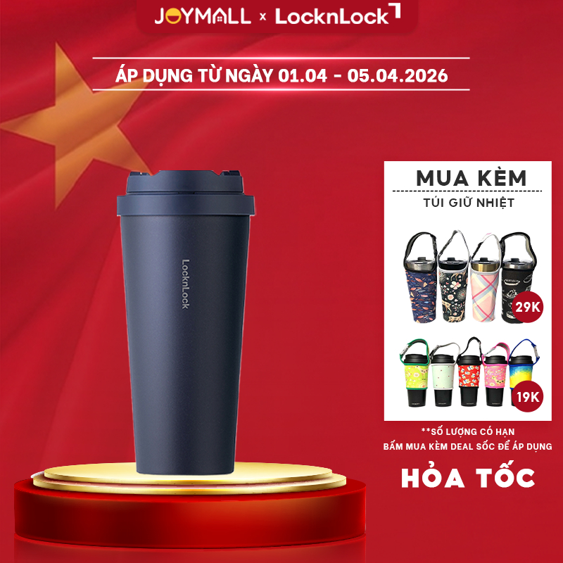 Ly giữ nhiệt LocknLock 550ml Xanh Navy LHC3249NVY, Hàng chính hãng, thép không gỉ - JoyMall