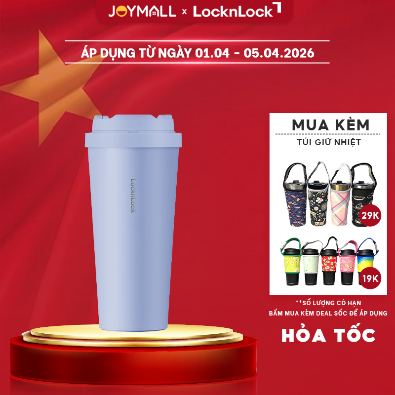 Ly giữ nhiệt LocknLock 550ml Xanh Nhạt LHC3249LBLU, Hàng chính hãng, thép không gỉ 316L -JoyMall