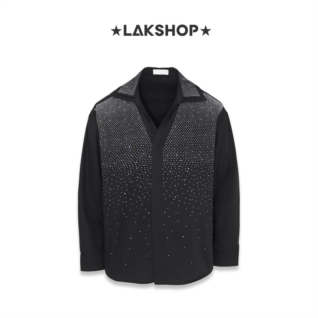 Áo Somi Nam Black V-neck Bling Bling Ombre Shirt