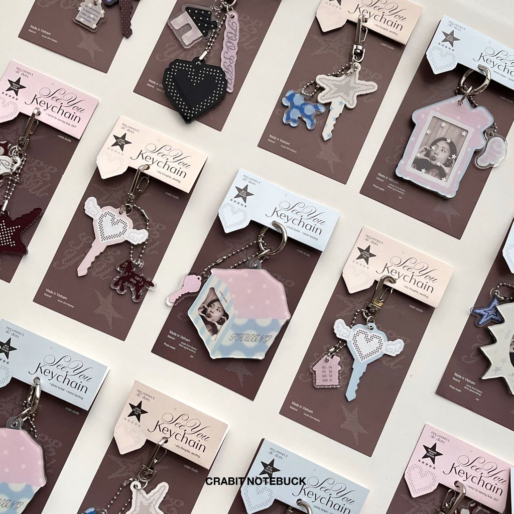 Móc khoá nhựa keychain Crabit trang trí sổ vở túi phụ kiện hoạ tiết chấm bi polka dot - Reconnect Th