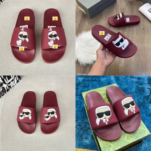 [CHÍNH HÃNG] Dép KARL quai ngang thời trang nam nữ logo dập nổi ở đế và quai,khắc laze nổi QC