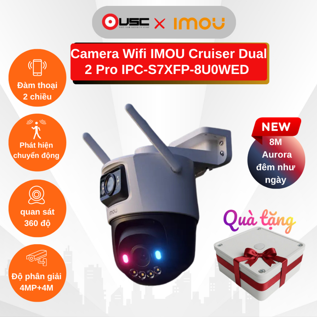 [Camera IMOU IPC-S7XFP-8U0WED] Cruiser Dual 2 Pro, wifi 2 mắt, Siêu rõ ban đêm