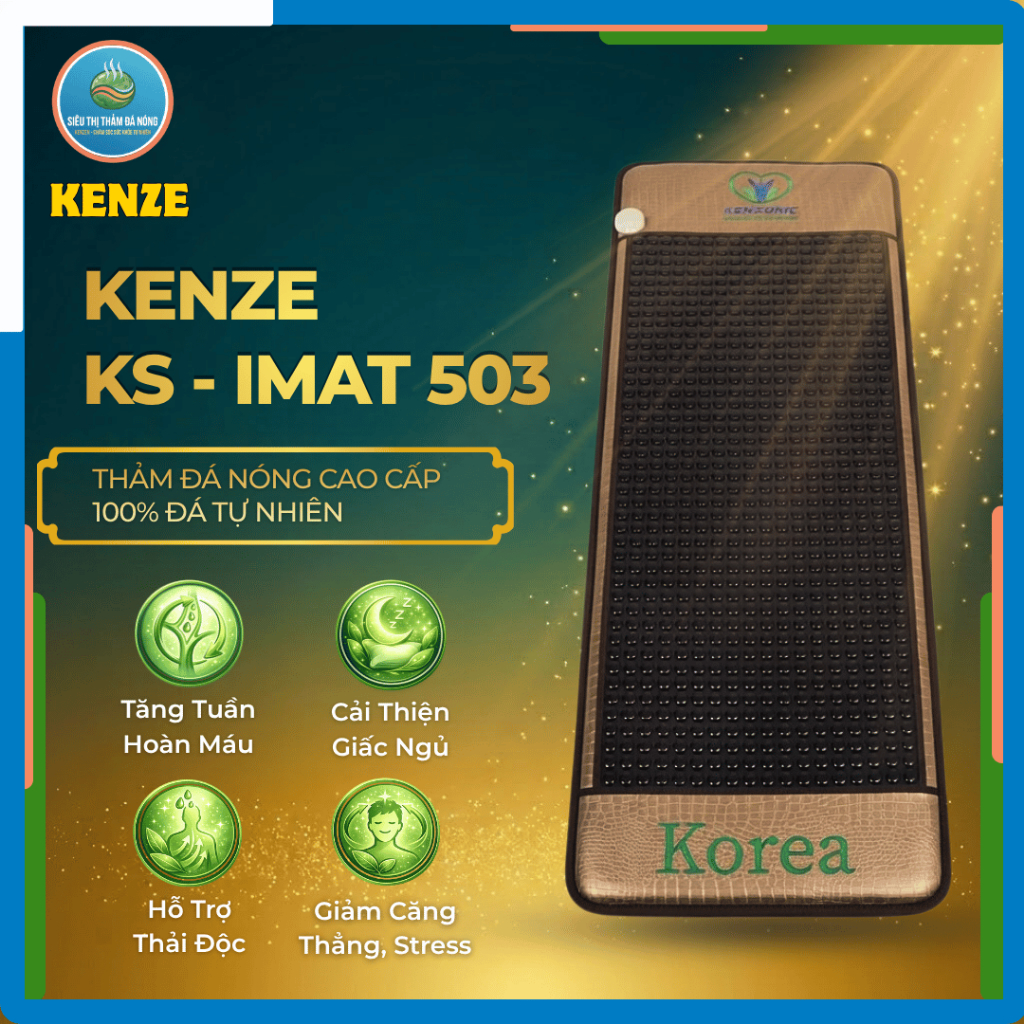 Thảm Đá Nóng KENZE KS-503 (80x190cm) - 1008 Viên Đá Argeta Đen Tròn - Tặng Gối Đá Nóng - Siêu Thị Th