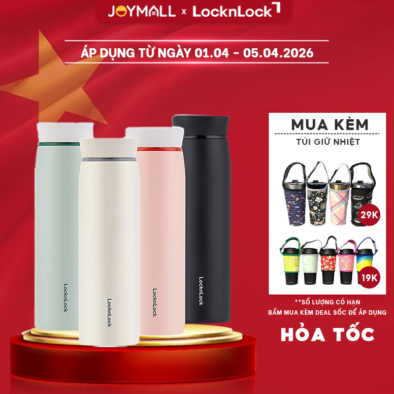 Bình giữ nhiệt LocknLock Feather Light Ring LHC4244 460ml, Hàng Chính Hãng, Có Lưới Lọc - JoyMall