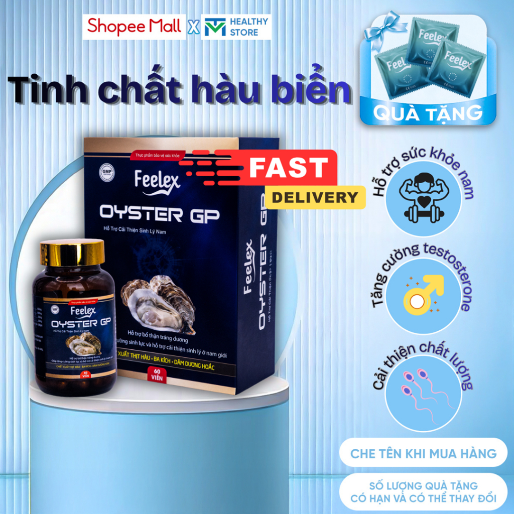 Tinh chất hàu biển cao cấp Feelex Oyster GP hỗ trợ tăng cường sinh lý nam giới hộp 60 viên