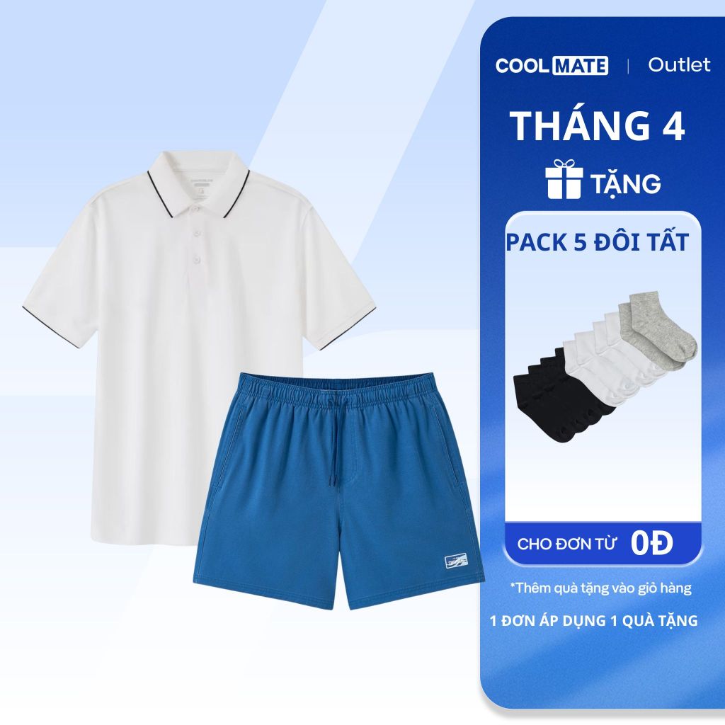 [Coolmate Outlet] [Tặng pack 5 đôi tất] Set Đồ Nam Đi Chơi, Dạo Phố Áo Polo Pique Cafe và Quần Short
