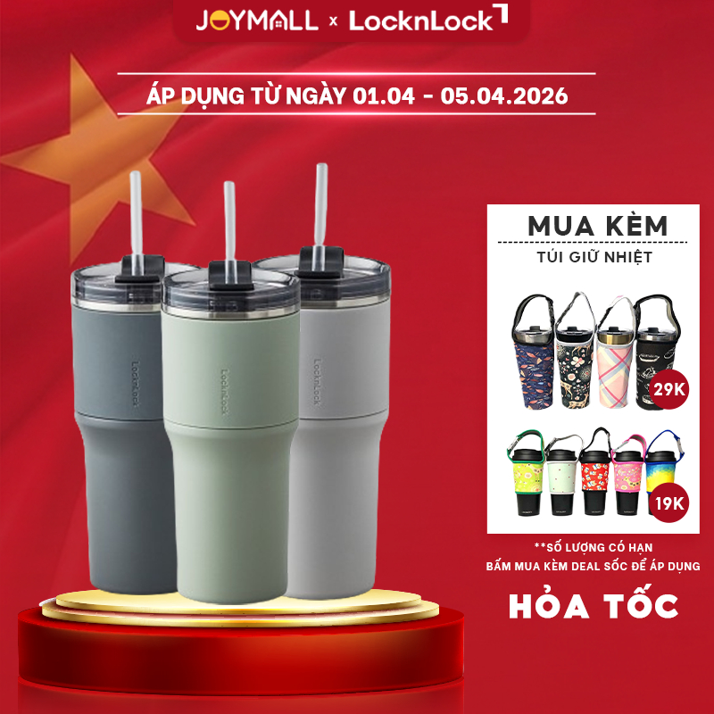 Ly giữ nhiệt LocknLock 650ml LHC4277S Metro Drive - Hàng chính hãng, kèm ống hút cọ rửa - JoyMall
