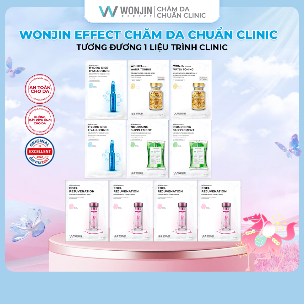 Combo 10 Mặt Nạ Dưỡng Da Chuyên Sâu MIX WonJin Effect Mask 30g x10 [KOL] [EF]