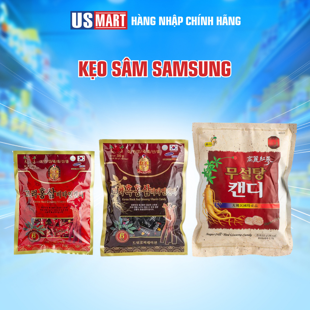 Kẹo Sâm Samsung Sâm Trắng Không Đường/ Hồng Sâm/ Hắc Sâm Vitamin