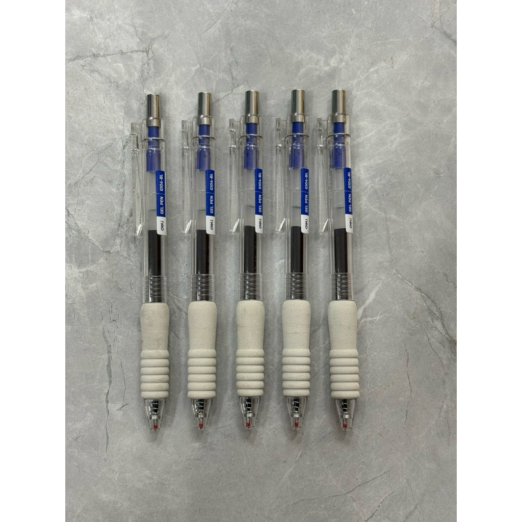 Com bo 5 bút gel Deli G104-BL - ngòi 0.5mm - mực xanh