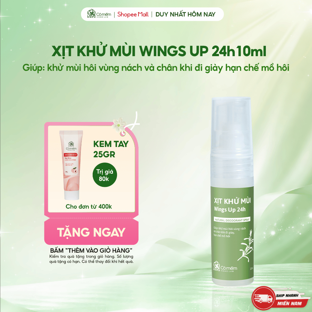 [Size 10ml] Xịt Khử Mùi Wings Up 24h Cỏ Mềm